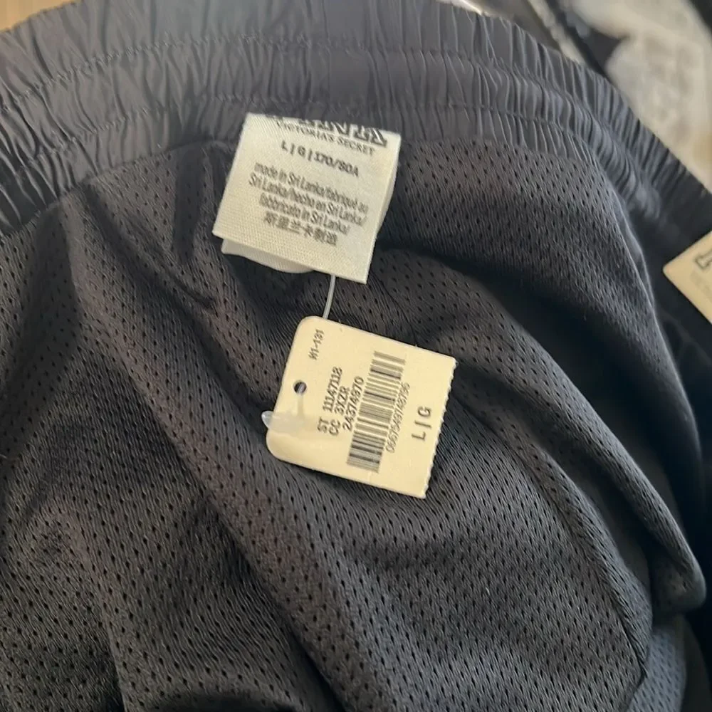 Victoria’s Secret Pink Classic Jogger windbreaker Track Lined Pants Black Large